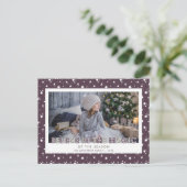  Paarse sneeuwbanden Geloof foto Feestdagenkaart (Staand voorkant)