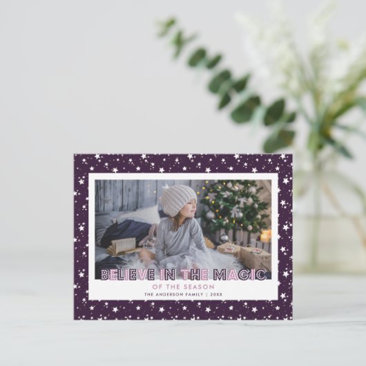 Paarse sneeuwbanden geloven in Briefkaart voor fot (Staand voorkant)