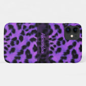 Paarse sneeuwblaashuidafdruk, naam op maat Case-Mate iPhone case (Achterkant (horizontaal))