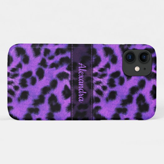 Paarse sneeuwblaashuidafdruk, naam op maat Case-Mate iPhone case (Achterkant (horizontaal))