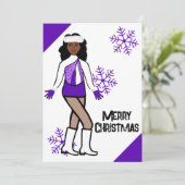 Paarse sneeuwdanseres vakantie Kaart (Staand voorkant)