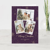 Paarse sneeuwfoto Merry Christmas Kaart (Voorkant)