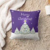 Paarse Sneeuwige Kerstboom Worp Kussen (Deken)