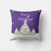 Paarse Sneeuwige Kerstboom Worp Kussen (Achterkant)