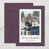 Paarse sneeuwkalligrafie Kerstkaarten Feestdagenkaart (Voorkant / Achterkant)