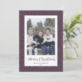 Paarse sneeuwkalligrafie Kerstkaarten Feestdagenkaart (Staand voorkant)