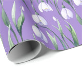 paarse sneeuwklokpatroon cadeaupapier (Rol Hoek)