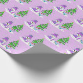 Paarse sneeuwman Blue Bird Kerstboom Vakantie Cadeaupapier (Hoek)