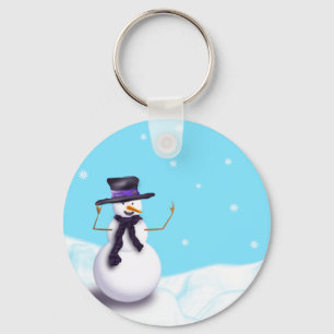 Paarse Sneeuwman Sleutelhanger