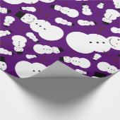 Paarse sneeuwmannen cadeaupapier (Hoek)