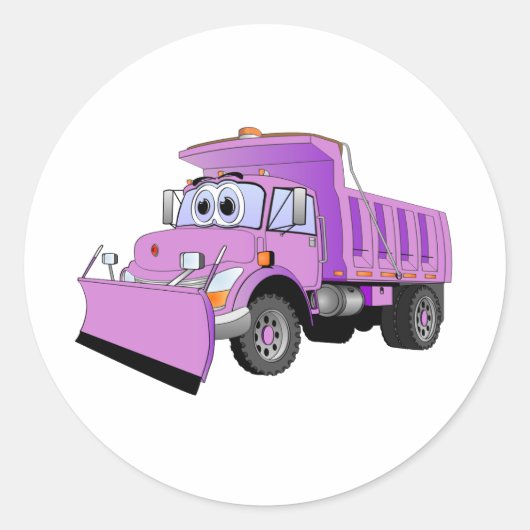 Paarse sneeuwploeg Cartoon Ronde Sticker (Voorkant)