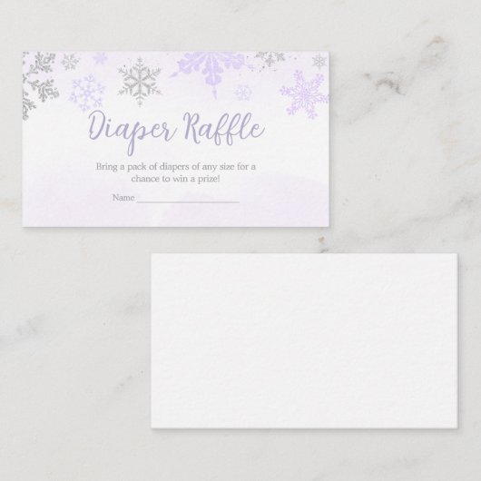Paarse Sneeuwvlok Baby shower Luier Raffle Informatiekaartje (Voorkant / Achterkant)