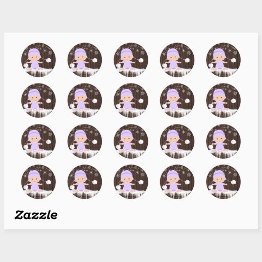 Paarse sneeuwvlok Baby shower Stickers (Vel)