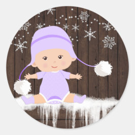 Paarse sneeuwvlok Baby shower Stickers