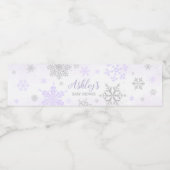 Paarse sneeuwvlok Baby shower Waterfles Etiket (Enkel label)