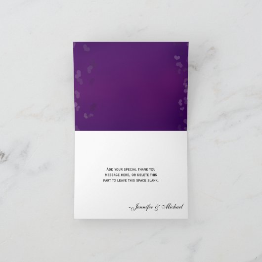 Paarse Sneeuwvlok Bruiloft Bedankkaartjes Bedankkaart (Binnen)