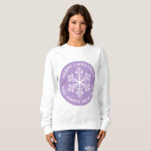 Paarse sneeuwvlok feestelijk sweatshirt (Voorkant volledig)