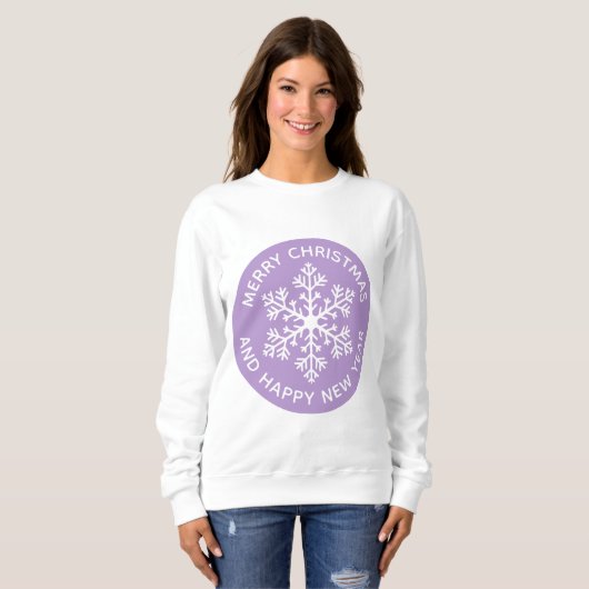 Paarse sneeuwvlok feestelijk sweatshirt (Voorkant volledig)