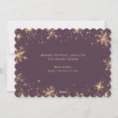 Paarse Sneeuwvlok Foto Vrolijke Kerstmis Kaart (Achterkant)