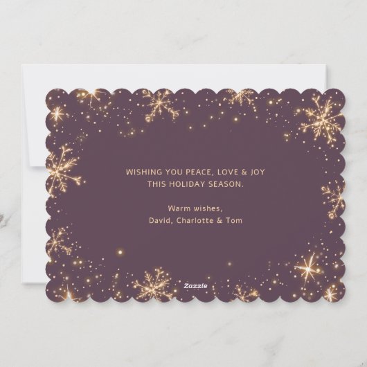 Paarse Sneeuwvlok Foto Vrolijke Kerstmis Kaart (Achterkant)