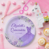 Paarse Sneeuwvlok Kerstmis Prinses Quinceañera Papieren Bordje (Feest)