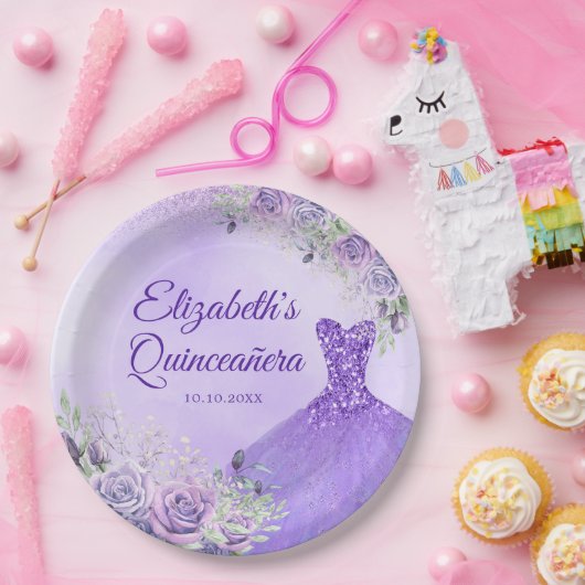 Paarse Sneeuwvlok Kerstmis Prinses Quinceañera Papieren Bordje (Feest)