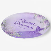 Paarse Sneeuwvlok Kerstmis Prinses Quinceañera Papieren Bordje (Gekanteld)