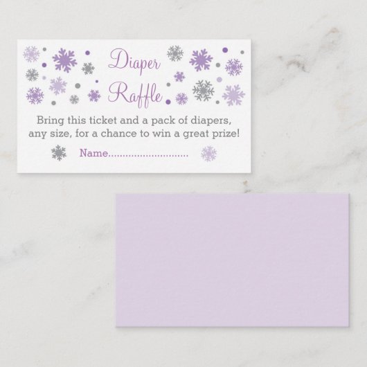 Paarse sneeuwvlok Luier Raffle Tickets Informatiekaartje (Voorkant / Achterkant)