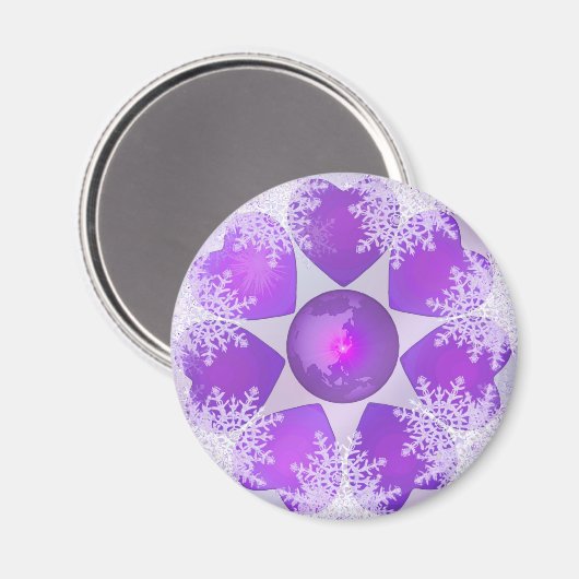 Paarse sneeuwvlok magneet (Voorkant / Achterkant)
