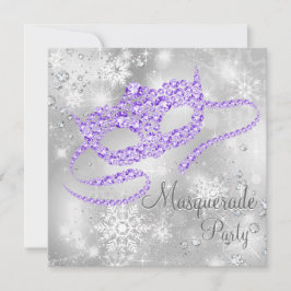 Paarse Sneeuwvlok Masquerade Feest Kaart