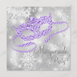Paarse Sneeuwvlok Masquerade Feest Kaart