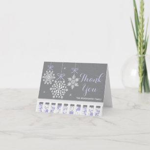 Paarse sneeuwvlok mobiel Baby shower bedankkaart