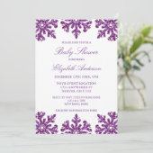 Paarse sneeuwvlok Winter Baby shower Kaart (Staand voorkant)