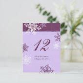 Paarse Sneeuwvlok Winter Trouwtafel Kaarten (Staand voorkant)