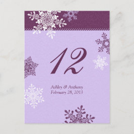 Paarse Sneeuwvlok Winter Trouwtafel Kaarten