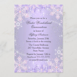 Paarse sneeuwvlok Winter Wonderland Quinceanera Kaart