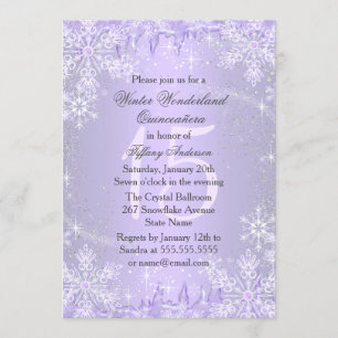 Paarse sneeuwvlok Winter Wonderland Quinceanera Kaart