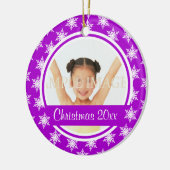 Paarse sneeuwvlokfoto personaliseren keramisch ornament (Links)