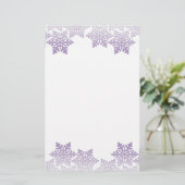Paarse sneeuwvlokgrens briefpapier (Staand voorkant)
