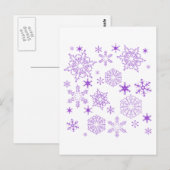 paarse sneeuwvlokken briefkaart (Voorkant / Achterkant)