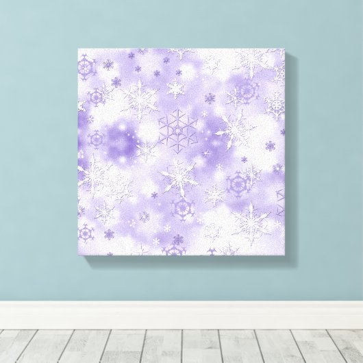 Paarse sneeuwvlokken canvas afdruk (Insitu (Houten vloer))