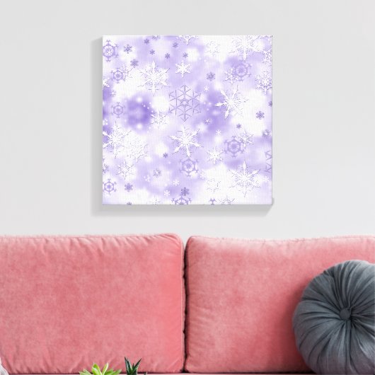 Paarse sneeuwvlokken canvas afdruk (Insitu (Woonkamer))