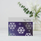  Paarse sneeuwvlokken Feestdagenkaart (Staand voorkant)