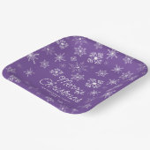 Paarse sneeuwvlokken kerstfeest papieren bordje (Gebogen)