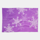 Paarse sneeuwvlokken kersthanddoek theedoek (Horizontaal)