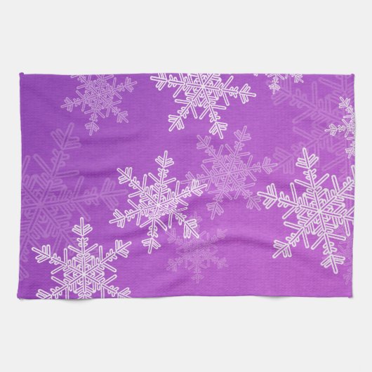Paarse sneeuwvlokken kersthanddoek theedoek (Horizontaal)