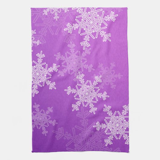 Paarse sneeuwvlokken kersthanddoek theedoek (Verticaal)