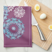 Paarse Sneeuwvlokken Keukenhanddoeken (Quarter Fold)