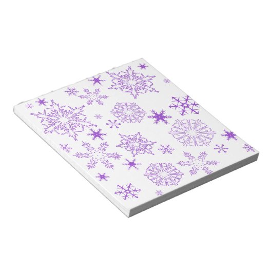paarse sneeuwvlokken notitieblok (Schuin)