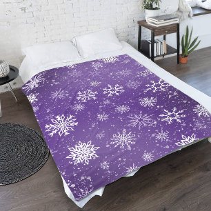 Paarse Sneeuwvlokken Patroon Magische Winter Vakan Fleece Deken